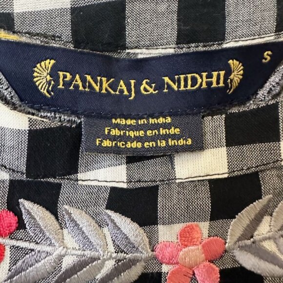 Anthroplogie Pankaj & Nidhi Gingham Swing Tunic Checkered Peplum Top Size S - Picture 6 of 11